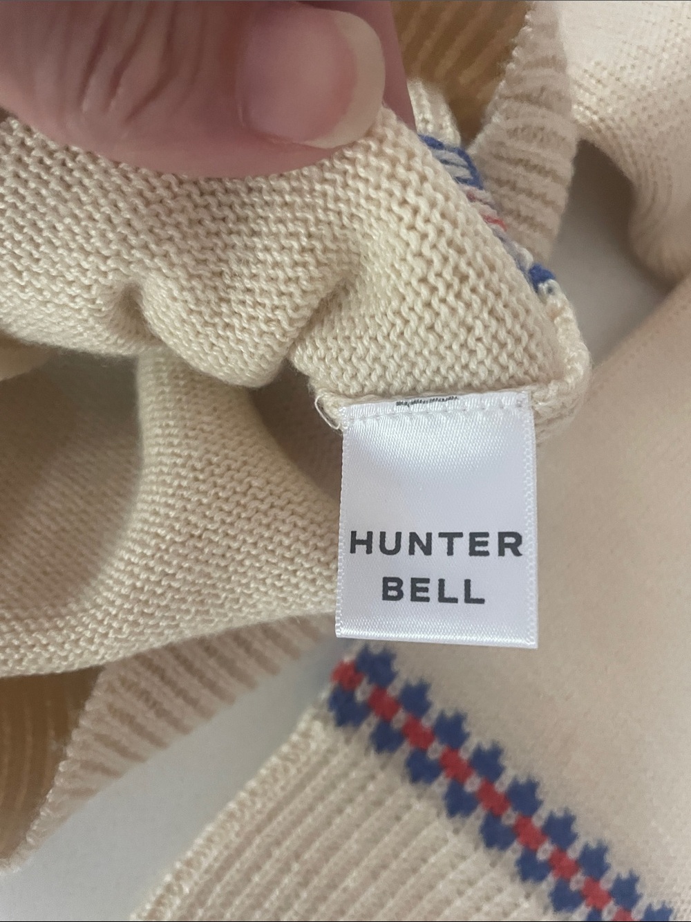 Hunter Bell Jackie Fair Isle Wool Blend Crewneck Sweater Cream Puff Shoulder XS - Picture 9 of 13